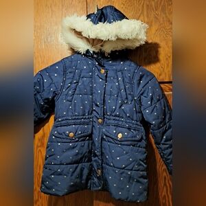 Carter's Navy Blue With Gold Polka Dots Jacket with Pink Interior And White Trim